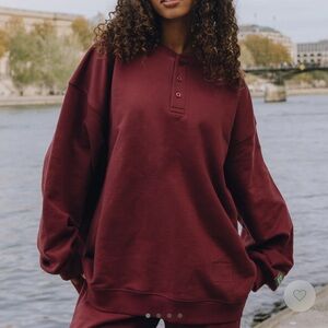 Daily Drills Bodega Henley Sweatshirt in Bodega Red